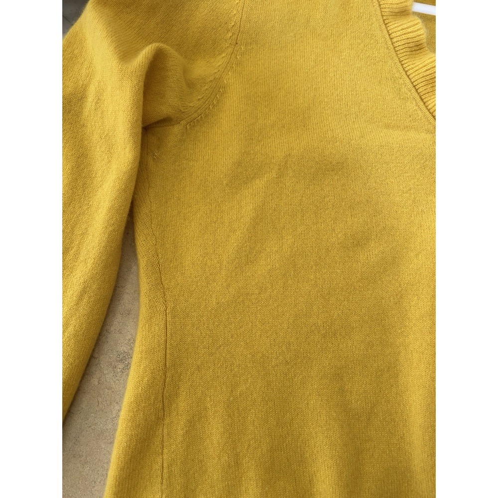 Garnet Hill 100% Cashmere Cardigan Ruffle YellowSweater Prep Office Grannycore M - Picture 6 of 7
